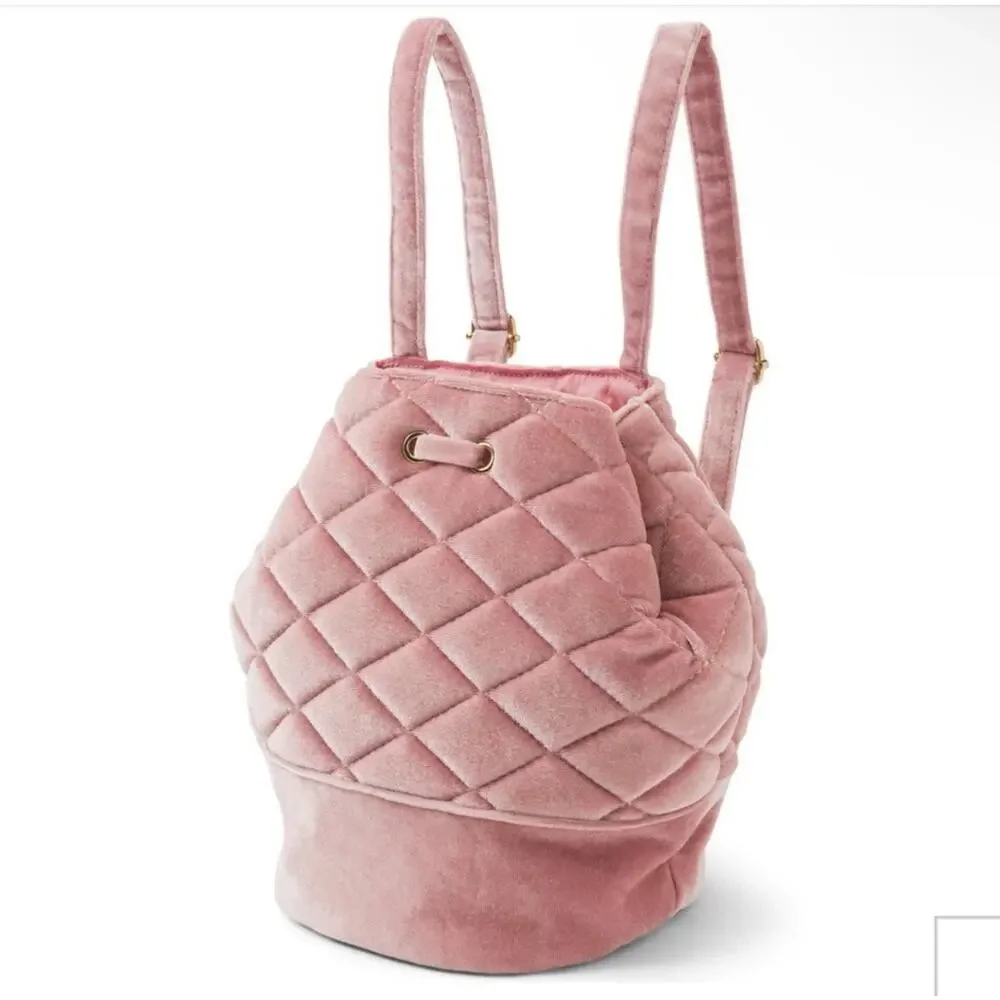 New - Janie and Jack ~  Blush Pink Velvet Quilted Backpack